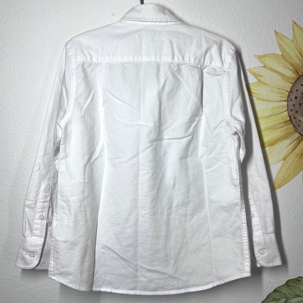 Crewcuts Boys White Long Sleeve Button Down Oxford Shirt Size 7 J Crew Cotton - Picture 2 of 3